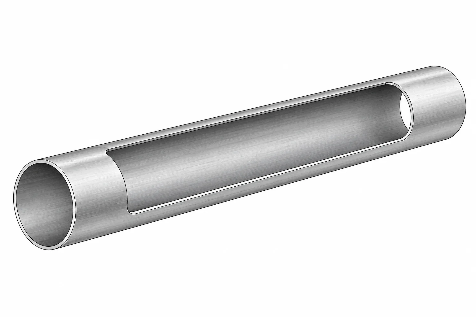 Tek metal cidarı ve boş iç kesiti anlatan ölçüsüz kesit çizimi